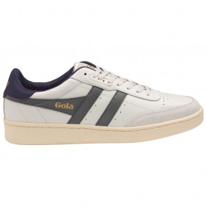 Gola Classics Contact Leather Sneakers Fehér Sötétkék Hungary | GHM-012785