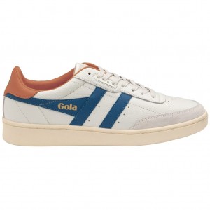Gola Classics Contact Leather Sneakers Fehér Kék Narancssárga Hungary | AOB-069413