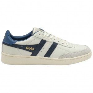 Gola Classics Contact Leather Sneakers Fehér Sötétkék Kék Hungary | DMK-419027
