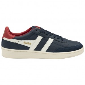 Gola Classics Contact Leather Sneakers Sötétkék Fehér Mélypiros Hungary | CRA-913604