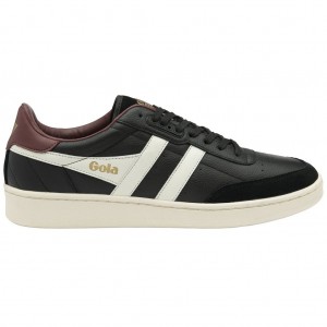 Gola Classics Contact Leather Sneakers Fekete Fehér Bordó Hungary | JXT-248603