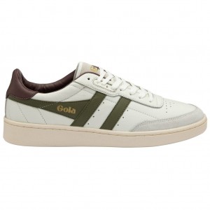 Gola Classics Contact Leather Sneakers Fehér Khaki Bordó Hungary | NYB-365019
