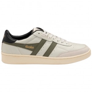 Gola Classics Contact Leather Sneakers Fehér Khaki Fekete Hungary | PSR-687295