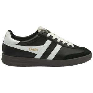Gola Classics Cyclone Leather Sneakers Fekete Fehér Sötét Hungary | QGA-645293