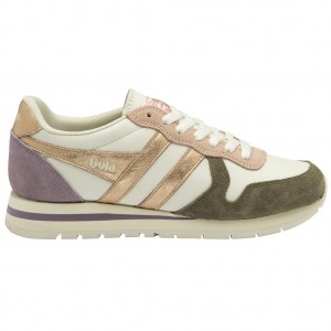 Gola Classics Daytona Quadrant Sneakers Fehér Khaki Rózsaszín Arany Hungary | CHO-743862