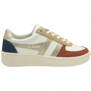 Gola Classics Grandslam Quadrant Sneakers Fehér Narancssárga Arany Hungary | GHM-062341