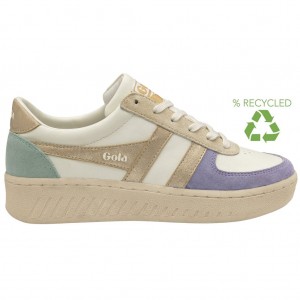 Gola Classics Grandslam Quadrant Sneakers Fehér Levendula Arany Zöld Hungary | ZYG-081397