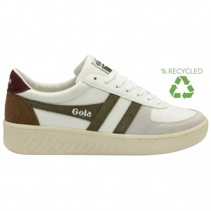 Gola Classics Grandslam Trident Sneakers Fehér Khaki Bordó Hungary | QHF-506873