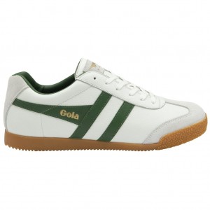 Gola Classics Harrier Leather Sneakers Fehér Zöld Zöld Hungary | IYT-596473