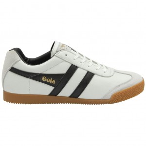 Gola Classics Harrier Leather Sneakers Fehér Fekete Fekete Hungary | PHD-912758