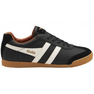 Gola Classics Harrier Leather Sneakers Fekete Fehér Narancssárga Hungary | VHP-135926