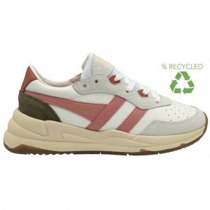 Gola Classics Saturn Sneakers Fehér Korall Rózsaszín Khaki Hungary | OBR-681204
