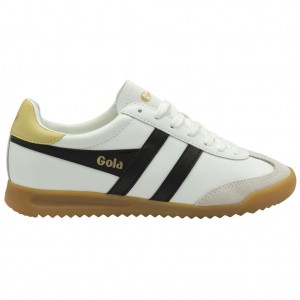 Gola Classics Torpedo Leather Sneakers Fehér Fekete Citrom Hungary | GFD-483069