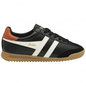Gola Classics Torpedo Leather Sneakers Fekete Fehér Narancssárga Hungary | BCZ-690748