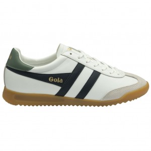Gola Classics Torpedo Leather Sneakers Fehér Sötétkék Hungary | MZX-619034