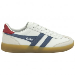 Gola Classics Viper Leather Sneakers Fehér Mélypiros Hungary | YLP-963754