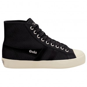 Gola Vegan Classics Coaster High Sneakers Fekete Fehér Hungary | EQV-807539