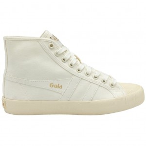 Gola Vegan Classics Coaster High Sneakers Fehér Arany Hungary | FYW-380476