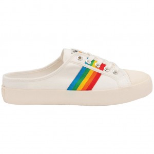 Gola Vegan Classics Coaster Rainbow Mule Plimsolls Shoes Fehér Hungary | ZKC-658702