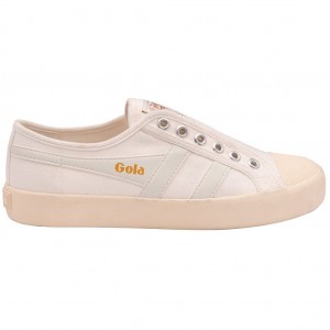 Gola Vegan Classics Coaster Slip Shoes Fehér Fehér Hungary | RAT-359648
