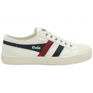 Gola Vegan Classics Coaster Slip Shoes Fehér Sötétkék Piros Hungary | SYO-528741