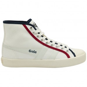 Gola Vegan Classics Coaster Smash High Shoes Fehér Sötétkék Mélypiros Hungary | GQJ-125496