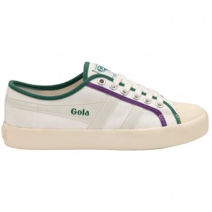 Gola Vegan Classics Coaster Smash Shoes Fehér Sötétzöld Lila Hungary | CQY-341258