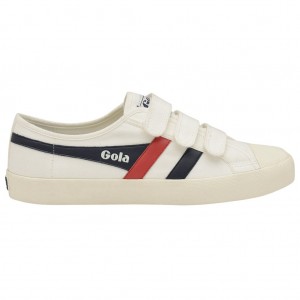 Gola Vegan Classics Coaster Strap Sneakers Fehér Sötétkék Piros Hungary | VFI-796452