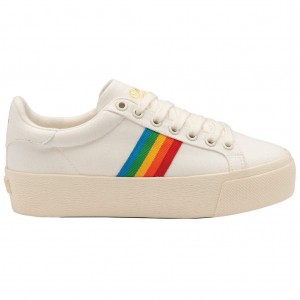 Gola Vegan Classics Orchid Platform Rainbow Shoes Fehér Hungary | JGB-358271