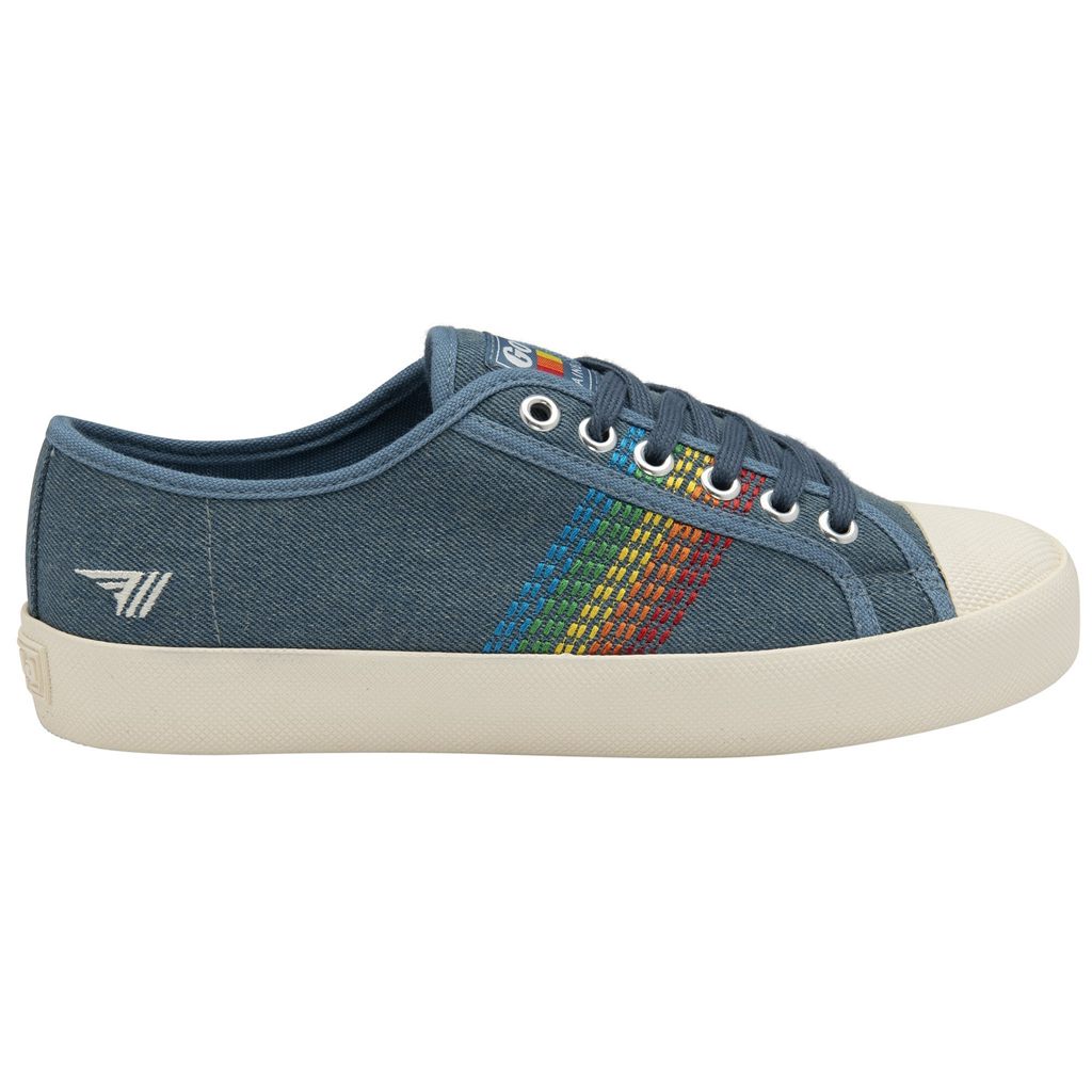 Gola Classics Coaster Rainbow Stitch Shoes Denim Multi Hungary | ZQJ-641729