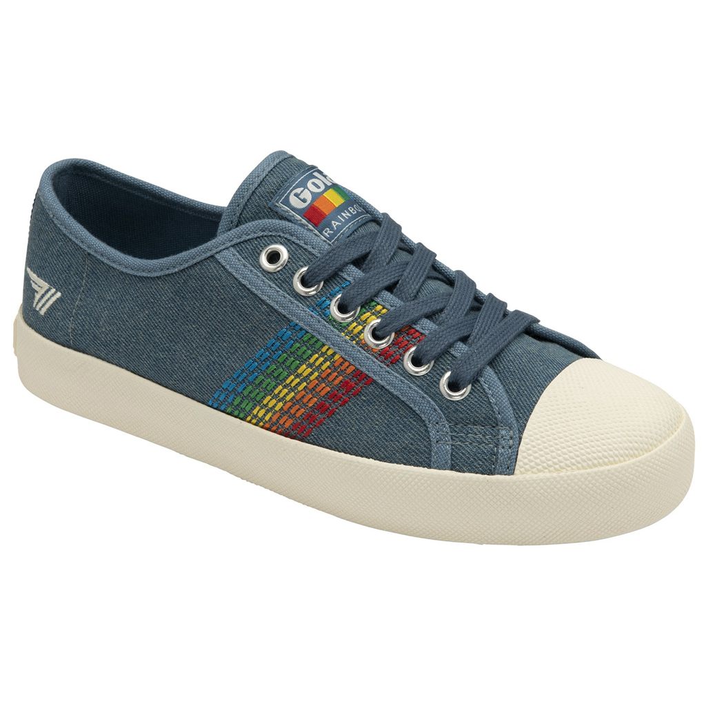 Gola Classics Coaster Rainbow Stitch Shoes Denim Multi Hungary | ZQJ-641729