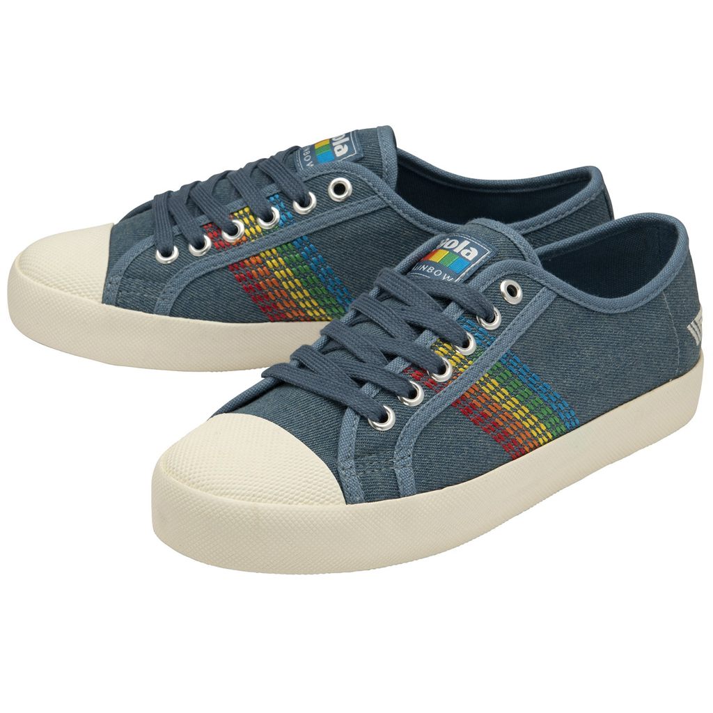 Gola Classics Coaster Rainbow Stitch Shoes Denim Multi Hungary | ZQJ-641729