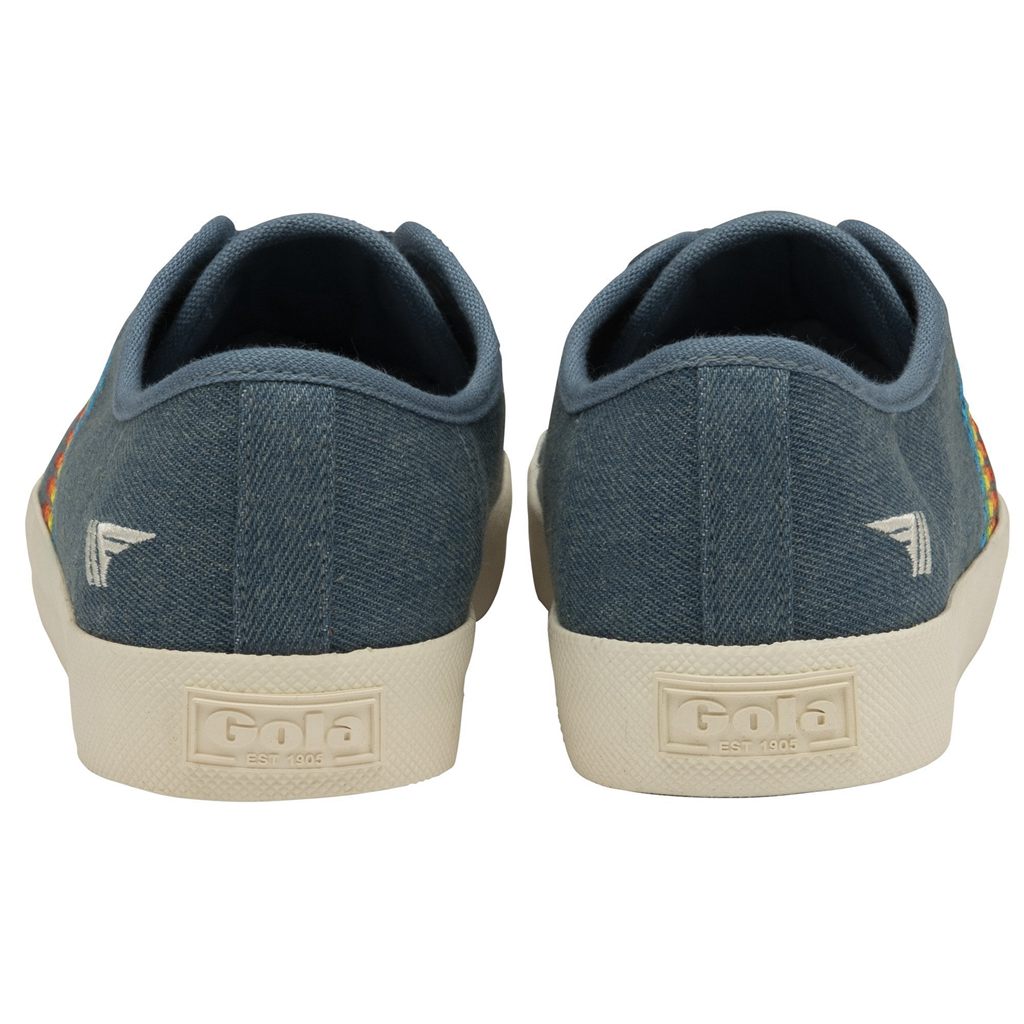 Gola Classics Coaster Rainbow Stitch Shoes Denim Multi Hungary | ZQJ-641729