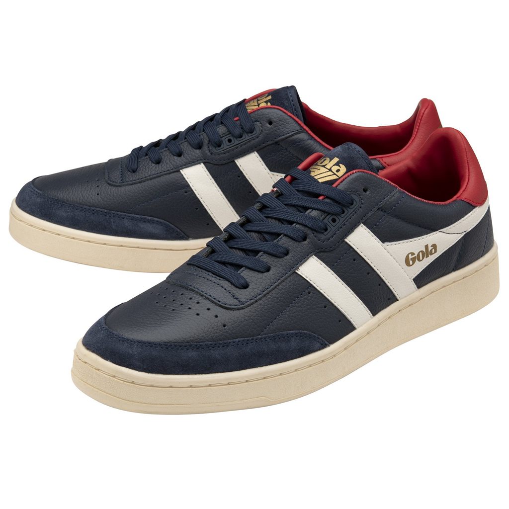 Gola Classics Contact Leather Sneakers Sötétkék Fehér Mélypiros Hungary | CRA-913604