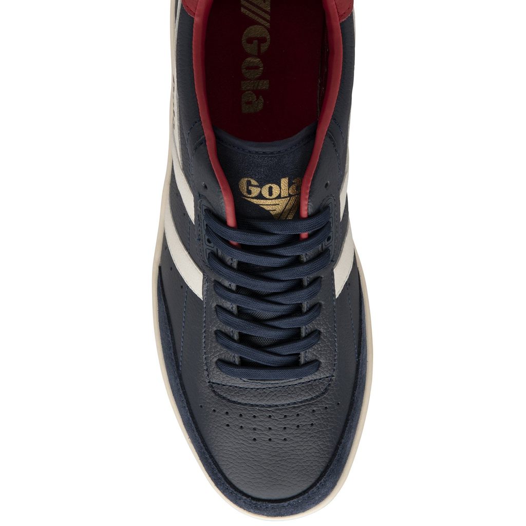 Gola Classics Contact Leather Sneakers Sötétkék Fehér Mélypiros Hungary | CRA-913604