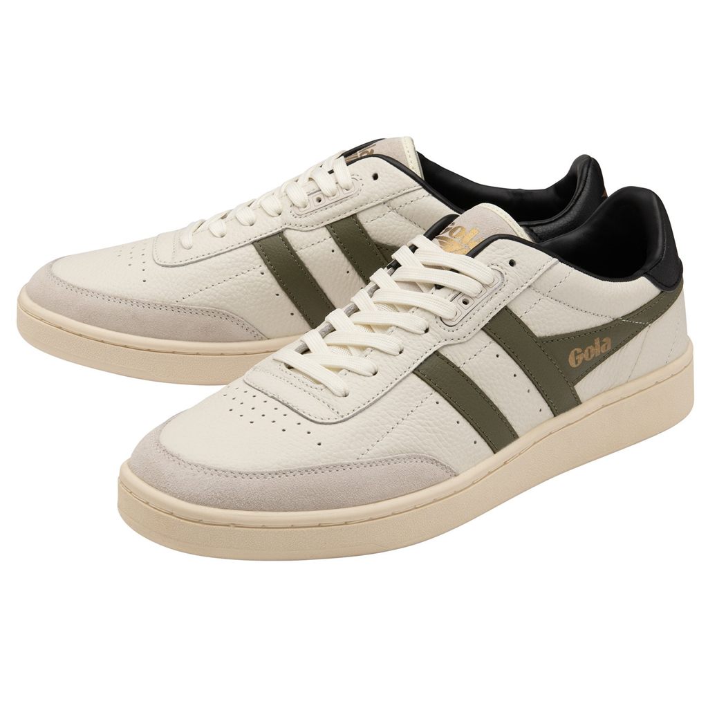 Gola Classics Contact Leather Sneakers Fehér Khaki Fekete Hungary | PSR-687295