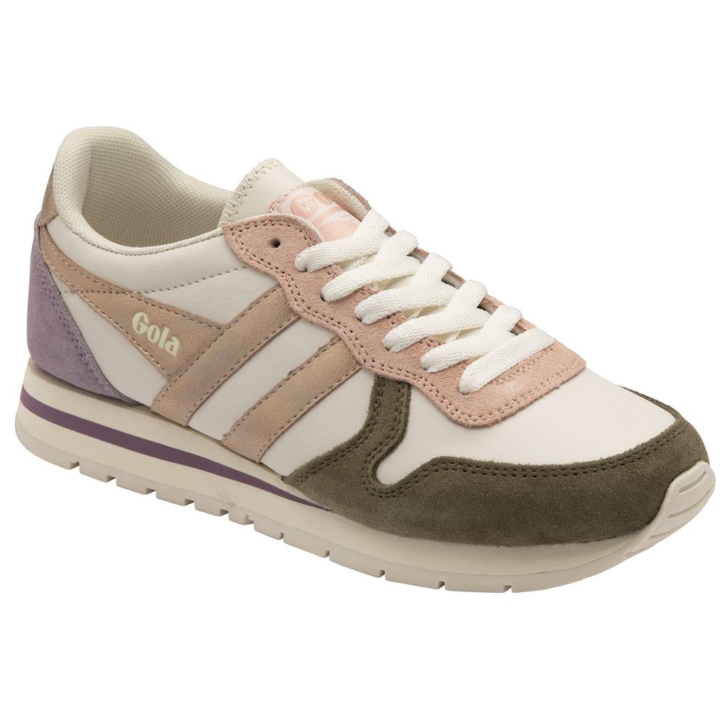 Gola Classics Daytona Quadrant Sneakers Fehér Khaki Rózsaszín Arany Hungary | CHO-743862