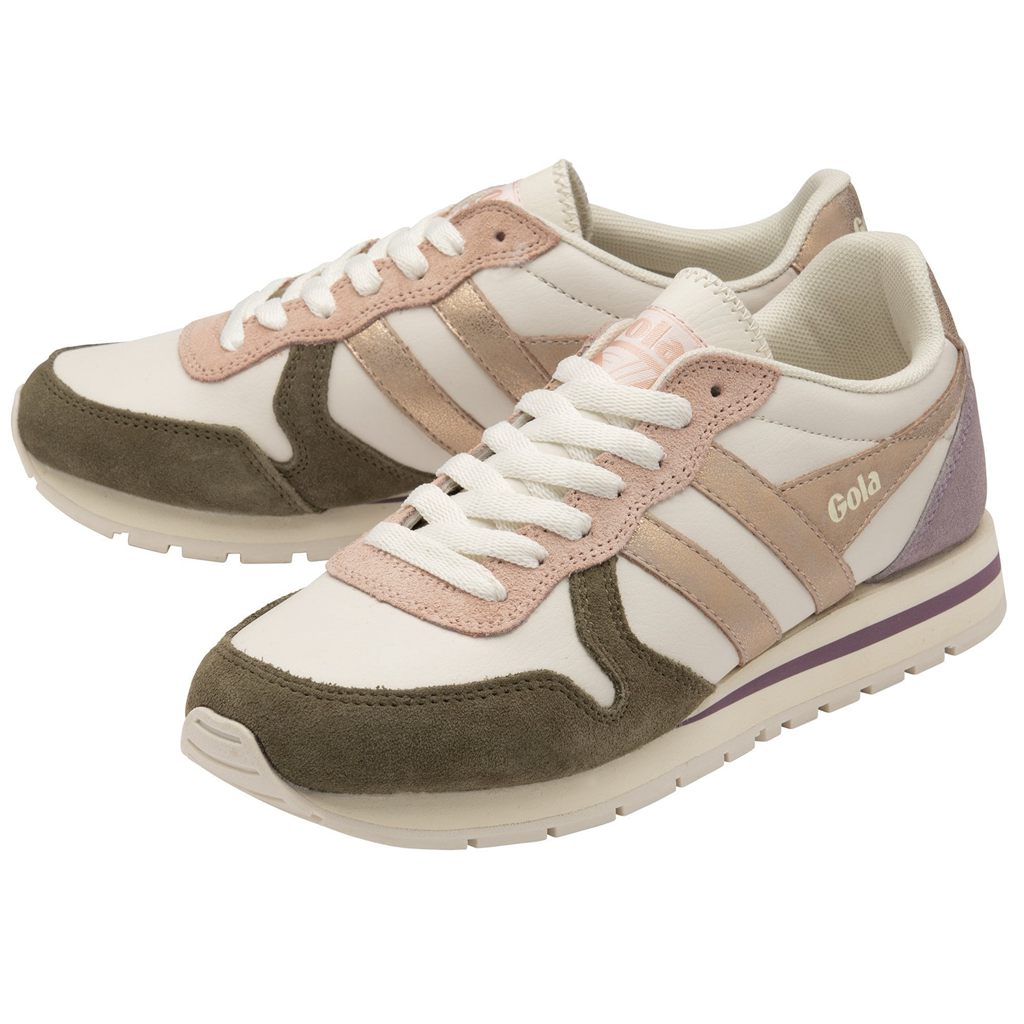 Gola Classics Daytona Quadrant Sneakers Fehér Khaki Rózsaszín Arany Hungary | CHO-743862