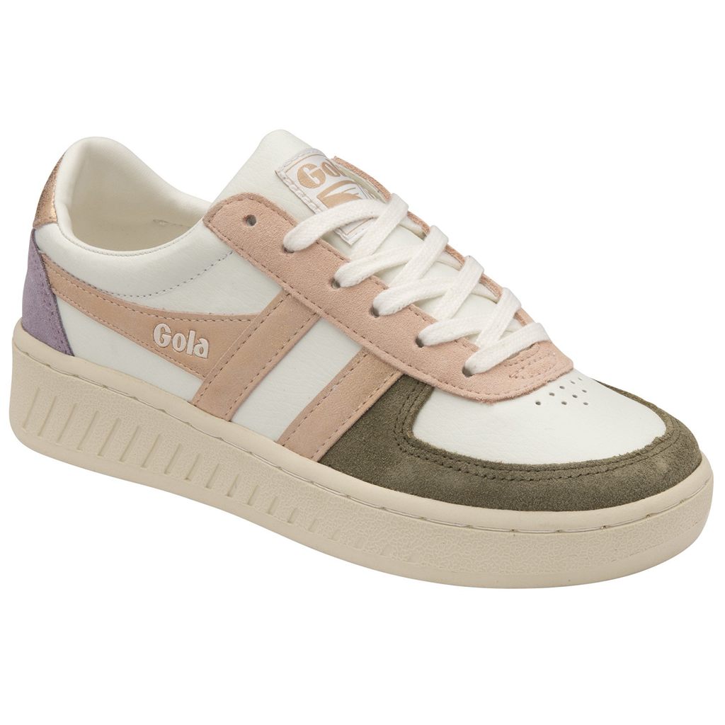 Gola Classics Grandslam Quadrant Sneakers Fehér Khaki Rózsaszín Arany Hungary | VQE-743189