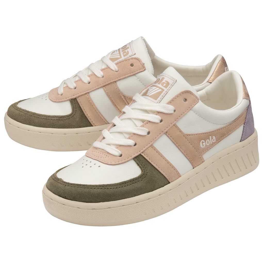 Gola Classics Grandslam Quadrant Sneakers Fehér Khaki Rózsaszín Arany Hungary | VQE-743189