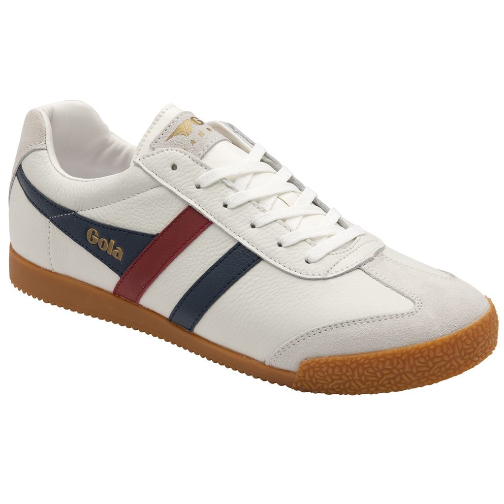 Gola Classics Harrier Leather Sneakers Fehér Sötétkék Piros Hungary | JRQ-274013