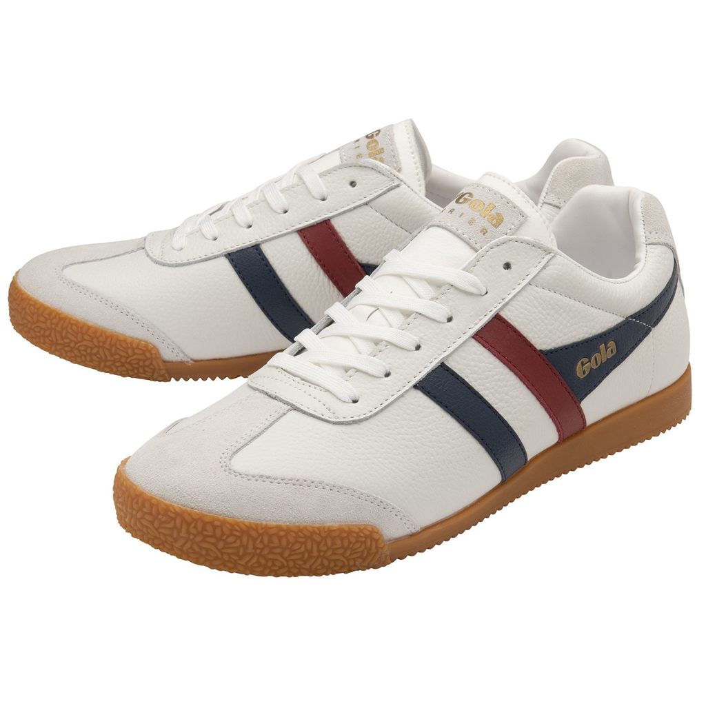 Gola Classics Harrier Leather Sneakers Fehér Sötétkék Piros Hungary | JRQ-274013