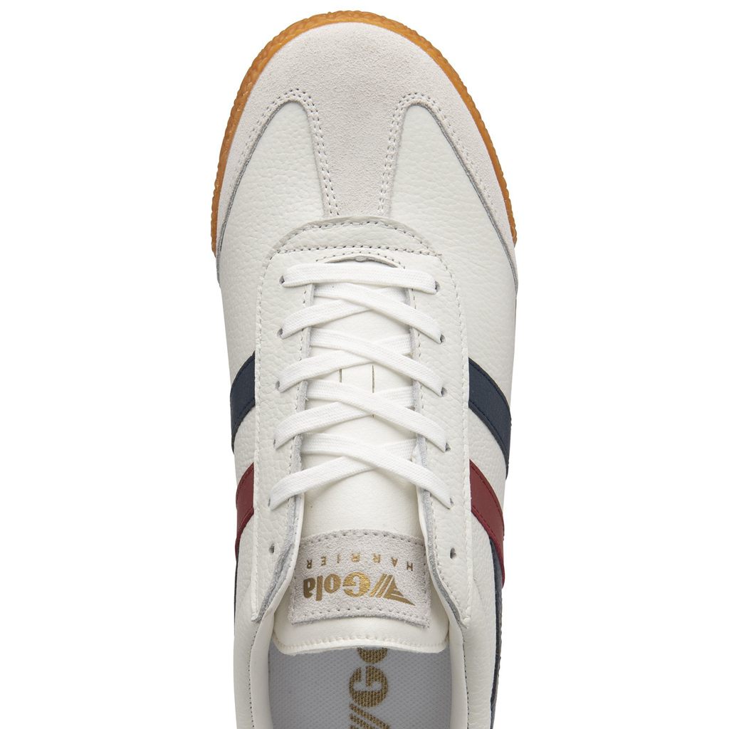 Gola Classics Harrier Leather Sneakers Fehér Sötétkék Piros Hungary | JRQ-274013