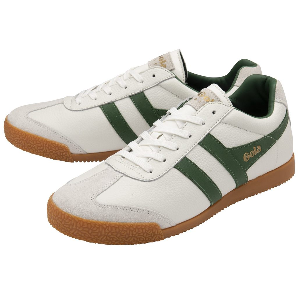 Gola Classics Harrier Leather Sneakers Fehér Zöld Zöld Hungary | IYT-596473