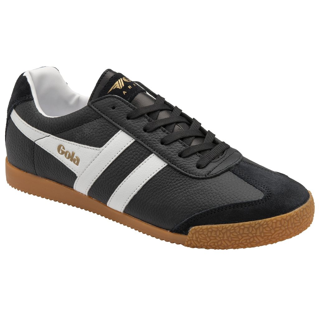 Gola Classics Harrier Leather Sneakers Fekete Fehér Fehér Hungary | ZJB-498501