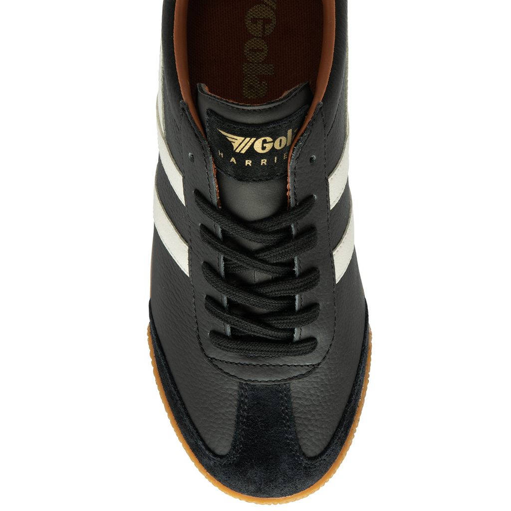 Gola Classics Harrier Leather Sneakers Fekete Fehér Narancssárga Hungary | VHP-135926