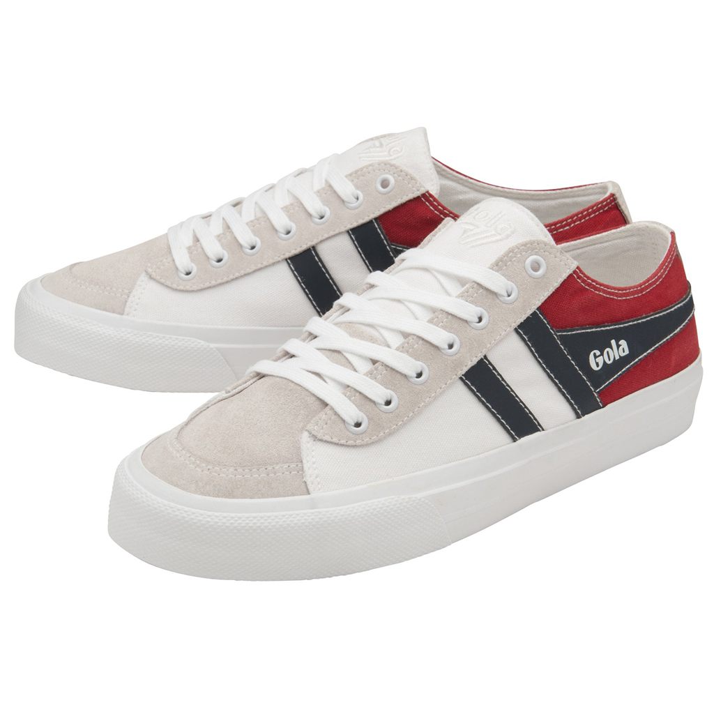 Gola Classics Quota II RWB Plimsoll Sneakers Fehér Piros Sötétkék Hungary | YAV-932618
