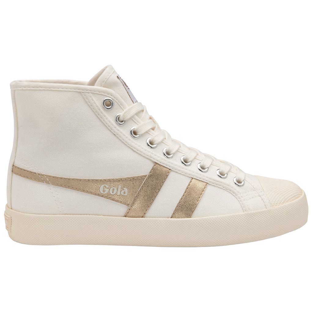 Gola Vegan Classics Coaster Flame High Sneakers Fehér Arany Hungary | HNG-153082