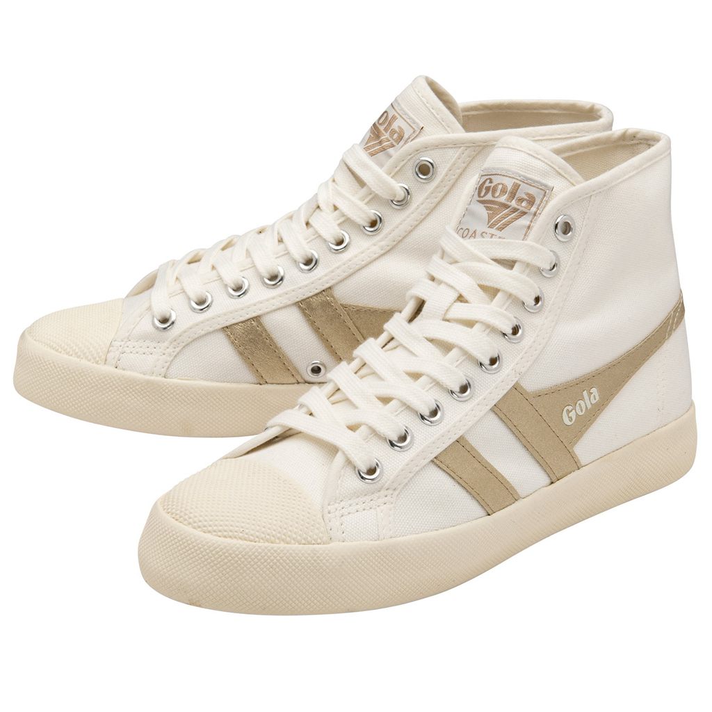 Gola Vegan Classics Coaster Flame High Sneakers Fehér Arany Hungary | HNG-153082