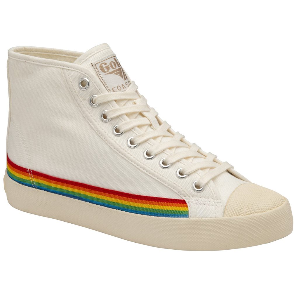 Gola Vegan Classics Coaster High Rainbow Drop Shoes Fehér Hungary | DOU-569782
